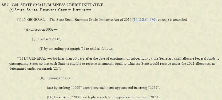 SSBCI Bill