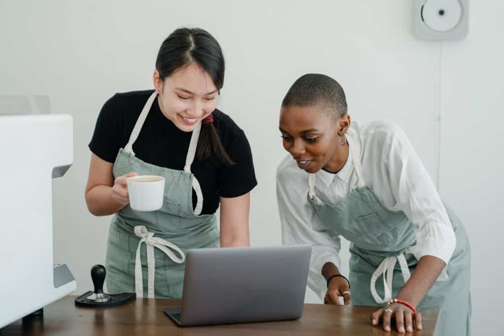 Business owners reviewing their black business loans application.